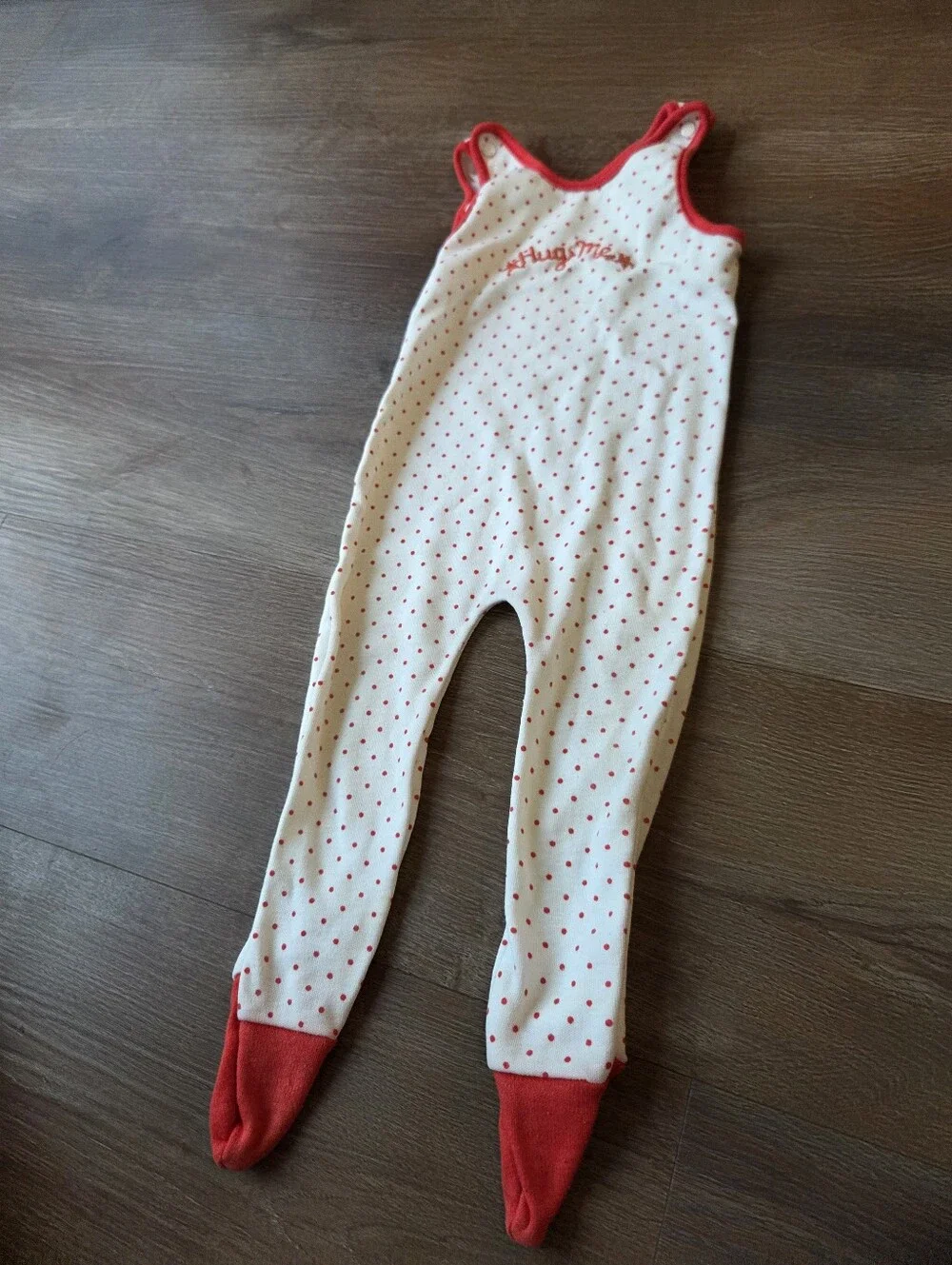 Vintage 80s Carters Polka Dotted Sleeveless Jumpsuit Sleeper Romper size 9M